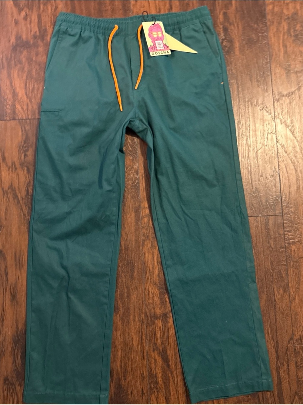 Gotcha James green skater surfer y2k Pants with Orange Drawstring